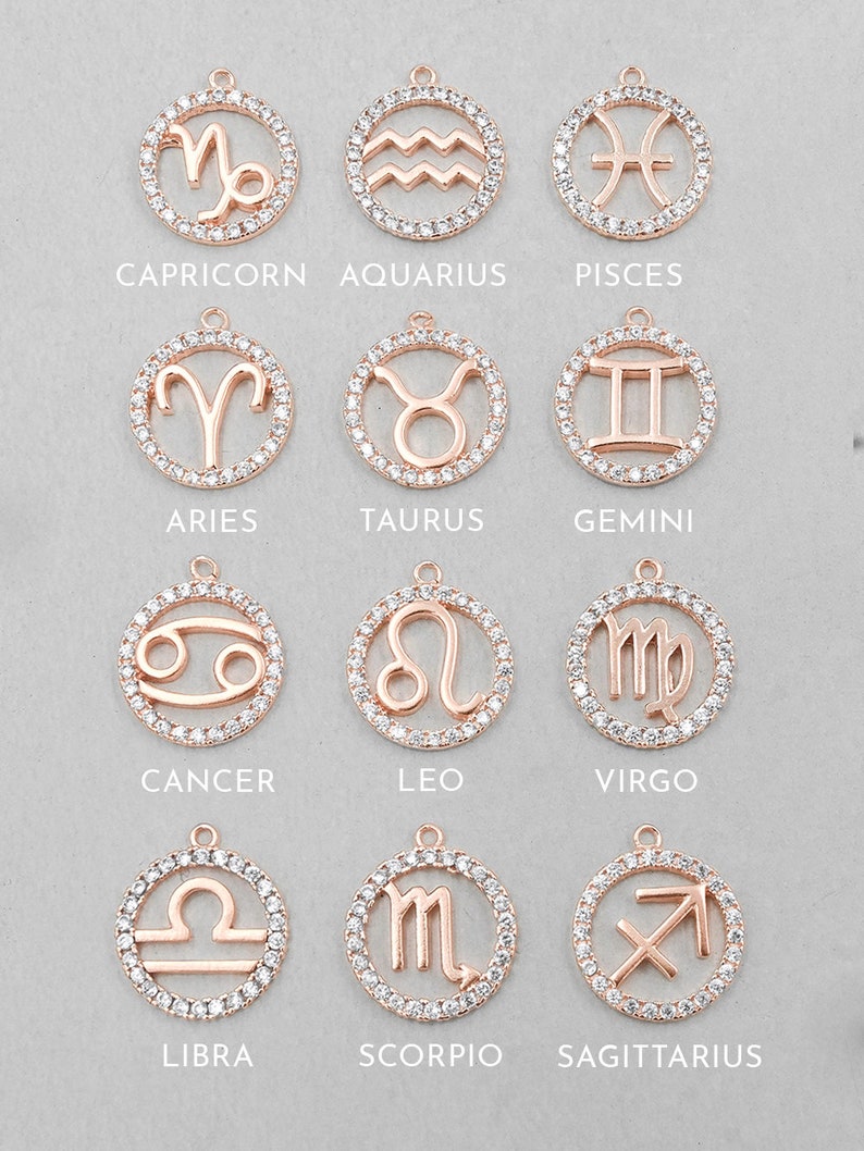 Sparkle Zodiac Necklace Rose Gold Zodiac Necklace Etsy