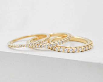 FULL Eternity Band - GOLD - Different thickness options available - Eternity Ring, Promise Ring, Wedding Ring, Engagement Ring | R1040G
