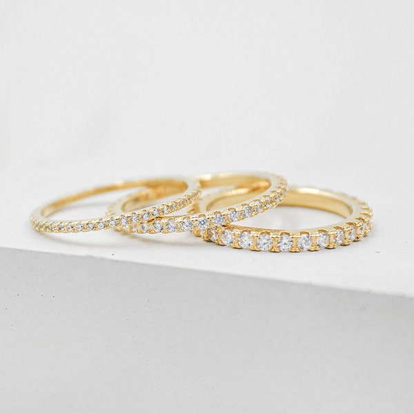 FULL Eternity Band - GOLD - Different thickness options available - Eternity Ring, Promise Ring, Wedding Ring, Engagement Ring | R1040G