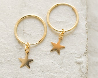 Star Hoops | Gold Filled Hoops | Star Charm Hoops | Gold Star Hoops | Hoop Earrings | Dainty Earrings | E3017G | E3018G