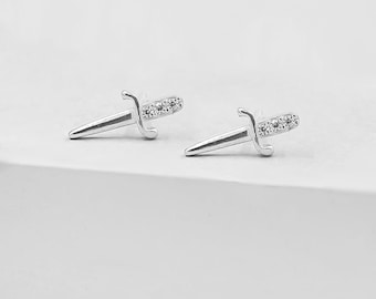 Dagger Studs - SILVER | Mini Dagger Studs | Dagger Earrings | Vermeil Studs | Sword Earrings | Sword Stud Earrings