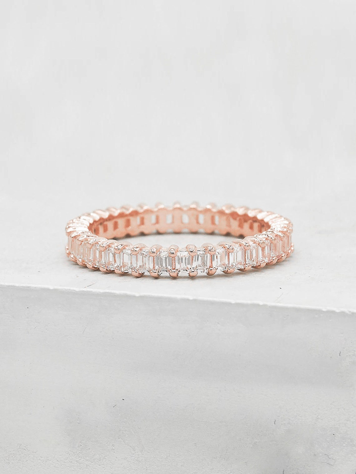 Vertical Baguette Eternity Band ROSE GOLD Stacking Ring - Etsy