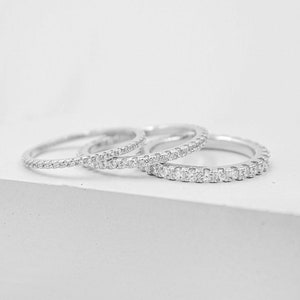 FULL Eternity Band - SILVER- Different thickness options available - Eternity Ring, Promise Ring, Wedding Ring, Engagement Ring | R1040S