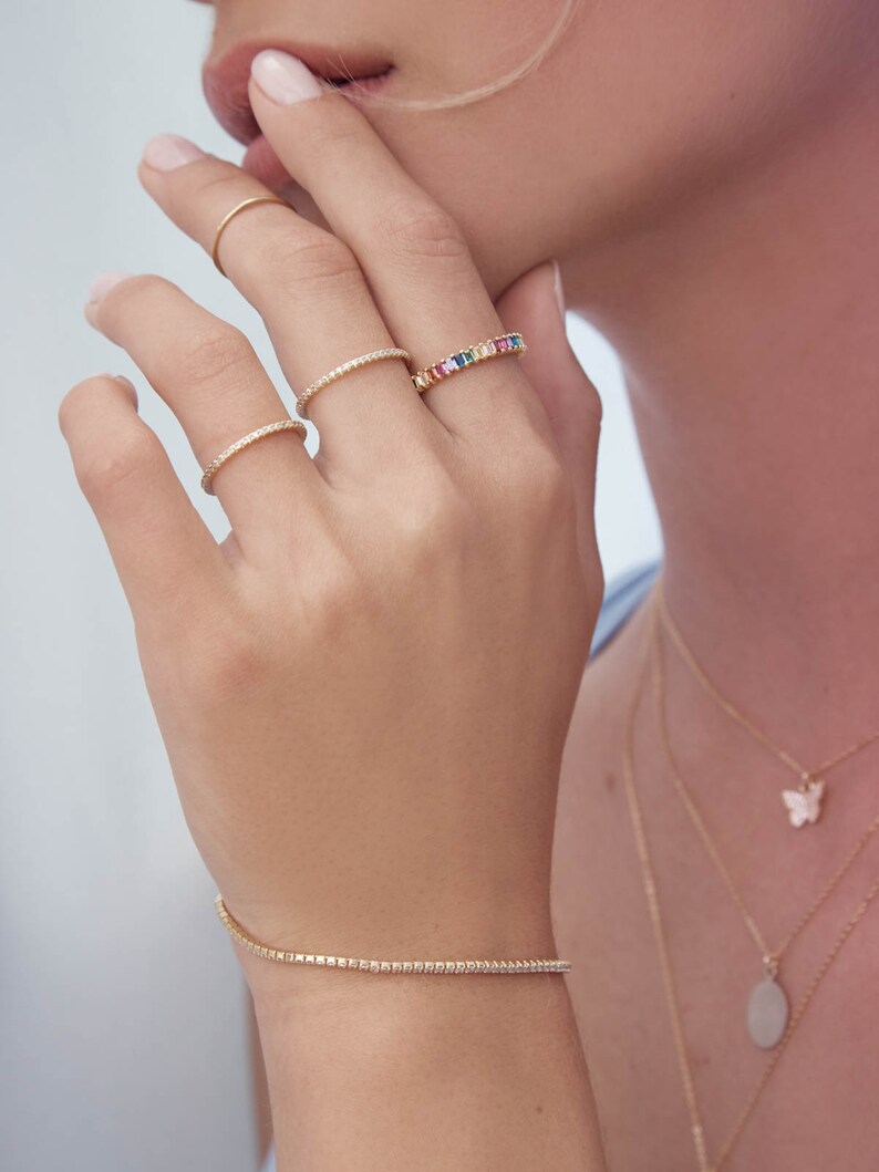 Ultra Thin FULL Eternity Band Gold FULL Band Stacking Etsy