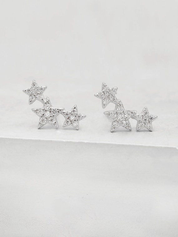3 star cheap earrings silver