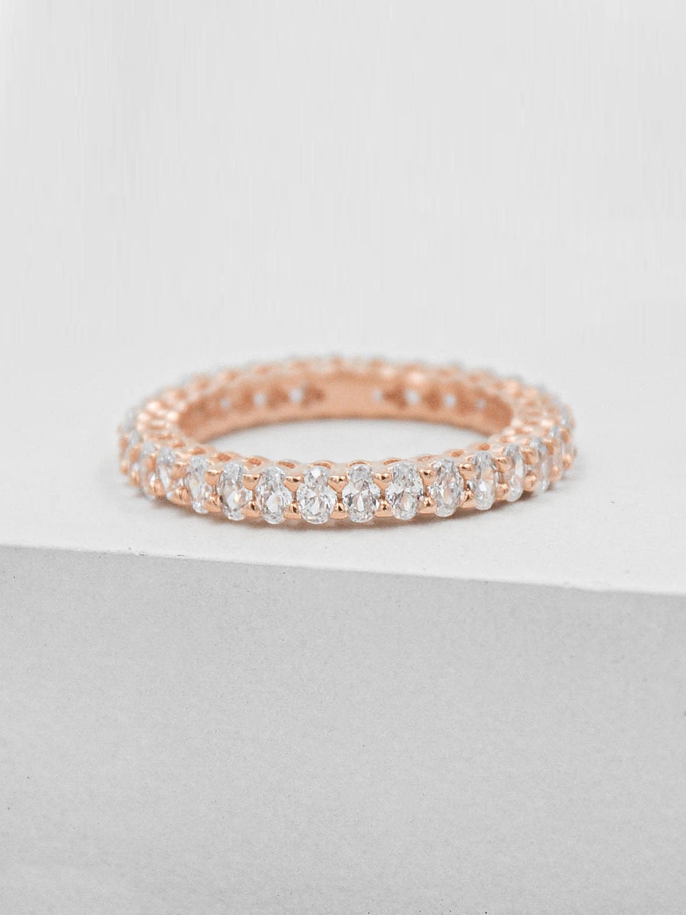 Oval Eternity Band Rose Gold Thick Stacking Ring Promise | Etsy