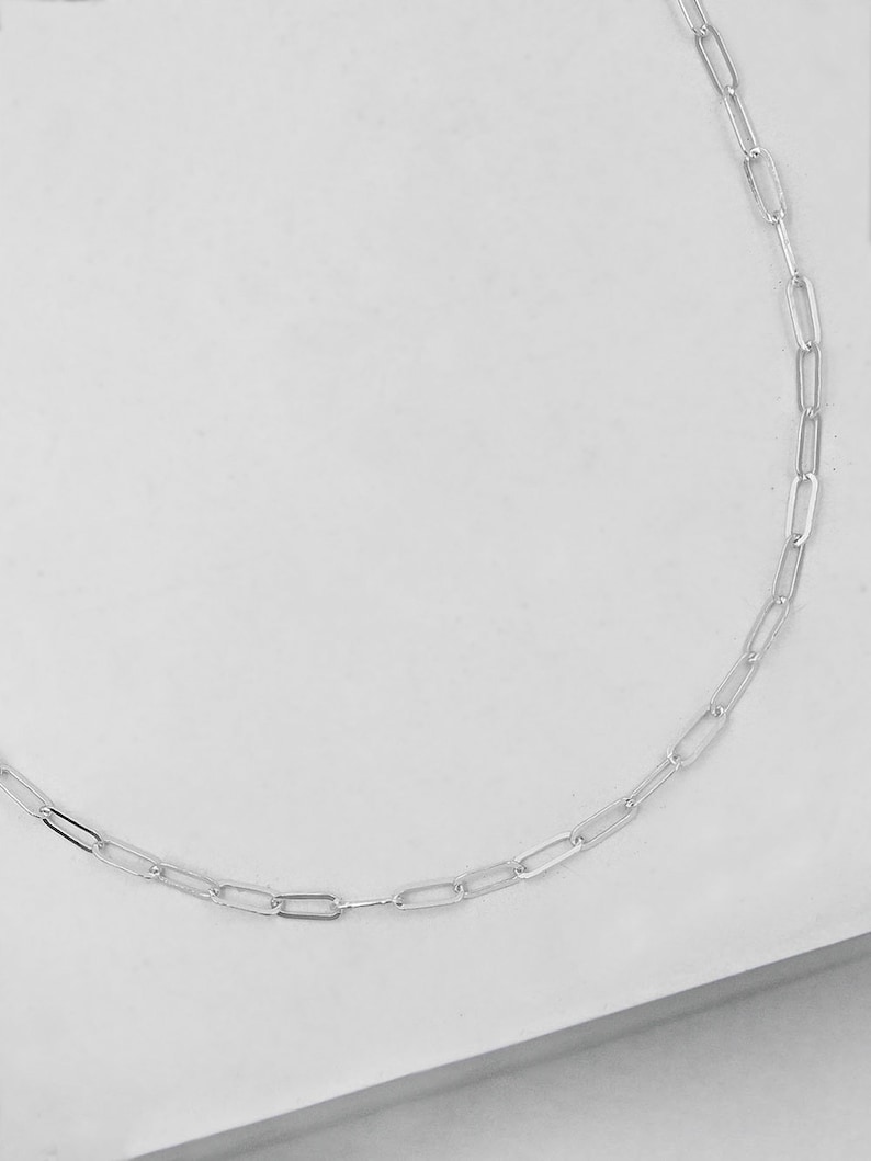 link chain Mini Paperclip Necklace Silver Silver necklace Silver Paperclip chain Sterling Silver Chain Silver elongated Chain