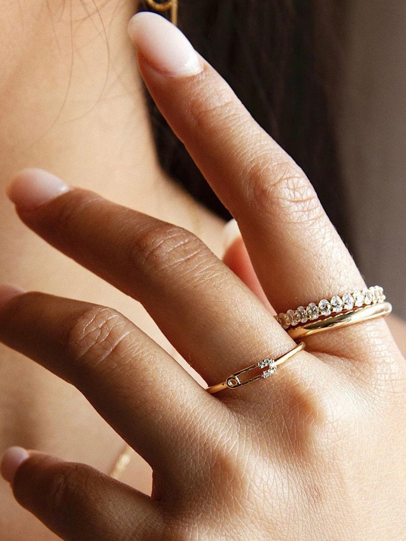 Safety Pin Ring GOLD Safety Pin Charm Gold Ring Etsy