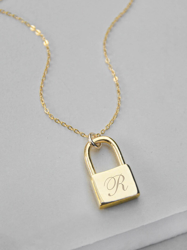 Personalized Padlock GOLD Padlock Charm Necklace Etsy