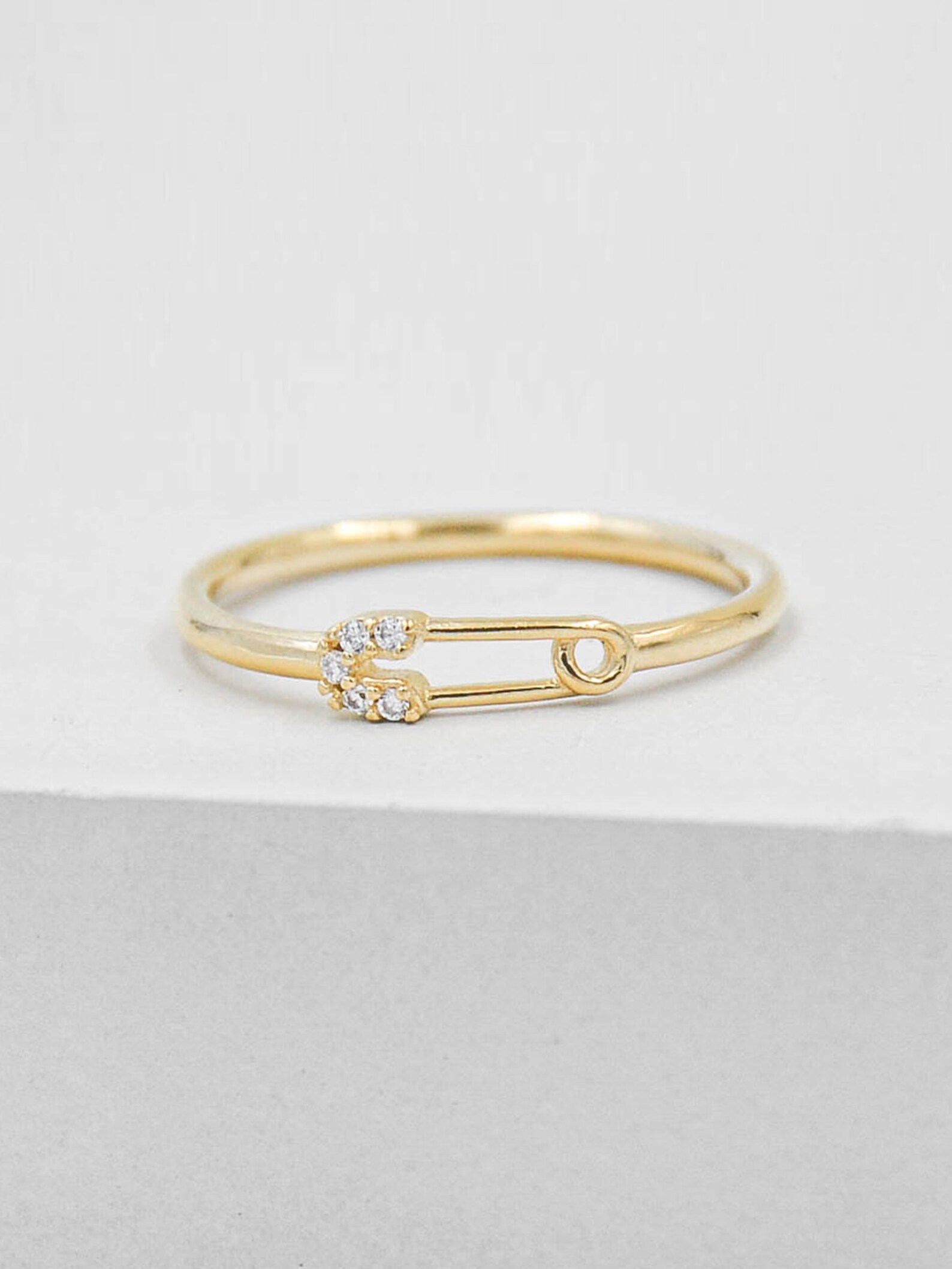 Safety Pin Ring GOLD Safety Pin Charm Gold Ring Dainty Etsy