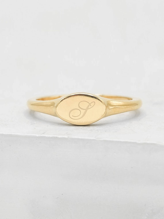 Ring Gold Engraved Ring Monogram Ring Etsy