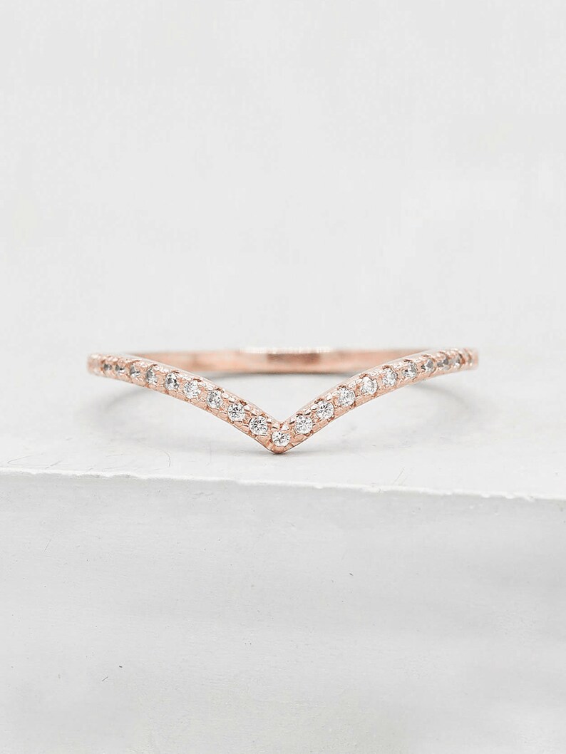Thin 1.3mm V Chevron Ring Rose Gold Promise Ring Etsy