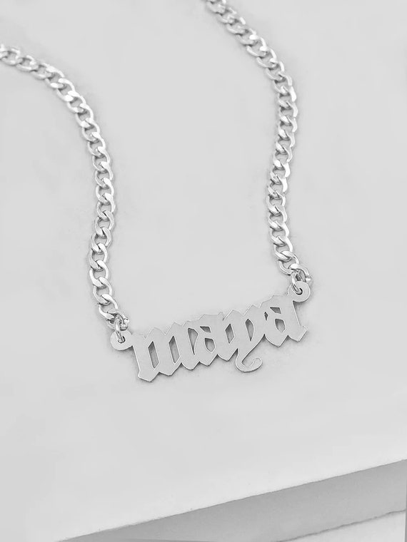 Nameplate necklace deals old english
