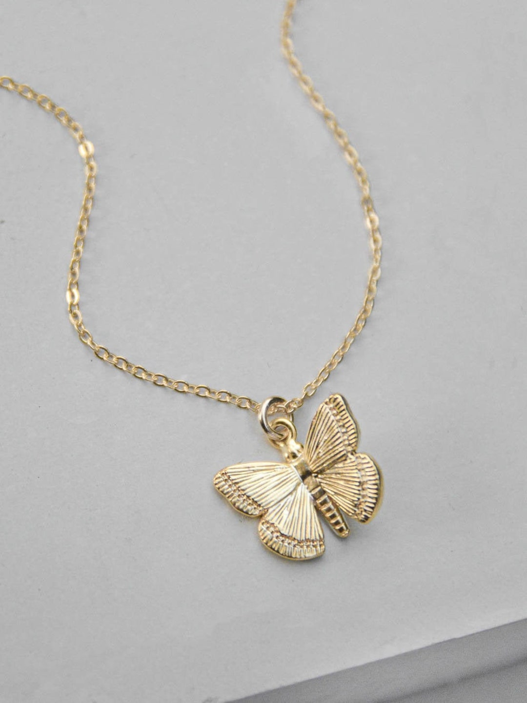 Butterfly Necklace GOLD Butterfly Charm Necklace Butterfly Jewelry Gold