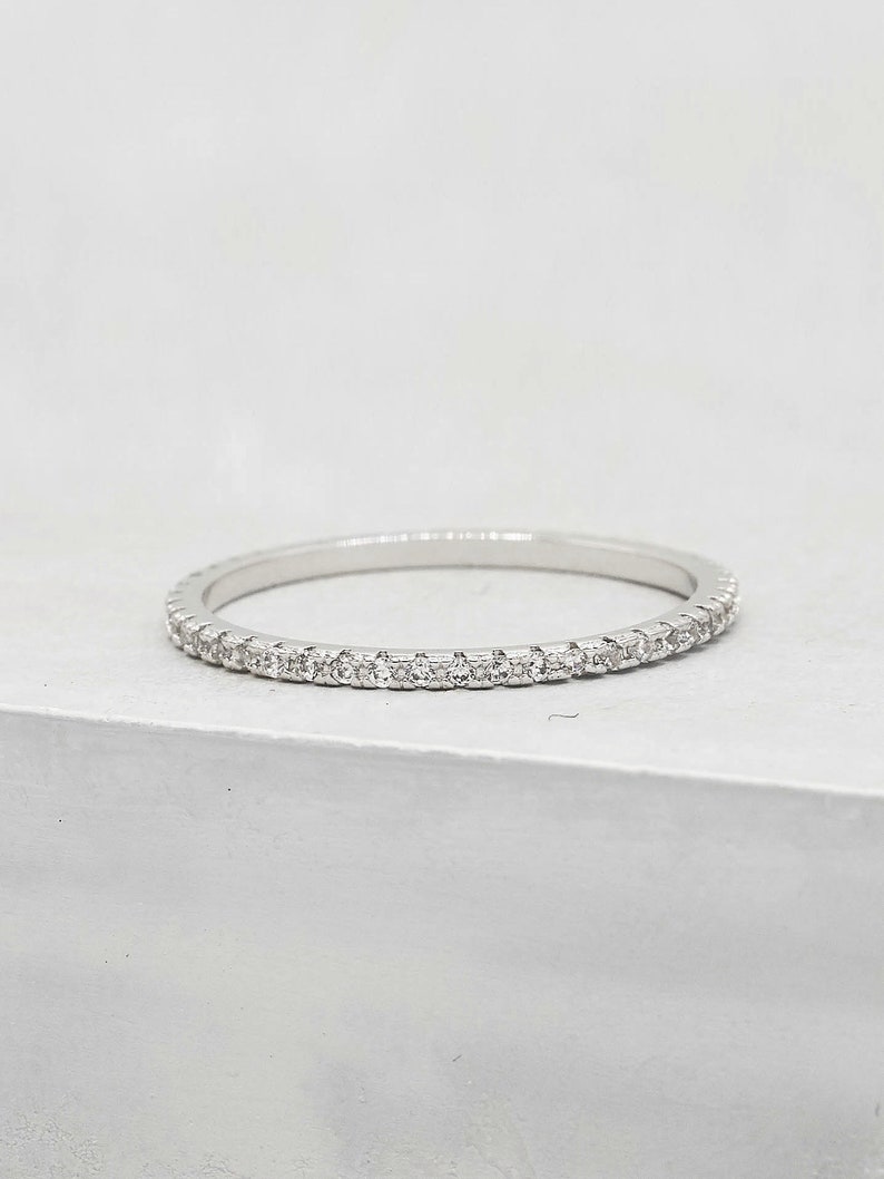 Ultra Thin FULL Eternity Band Silver FULL Band Stacking Ring, Eternity Ring, Promise ring, Wedding Ring, Engagement Ring R1040G image 1