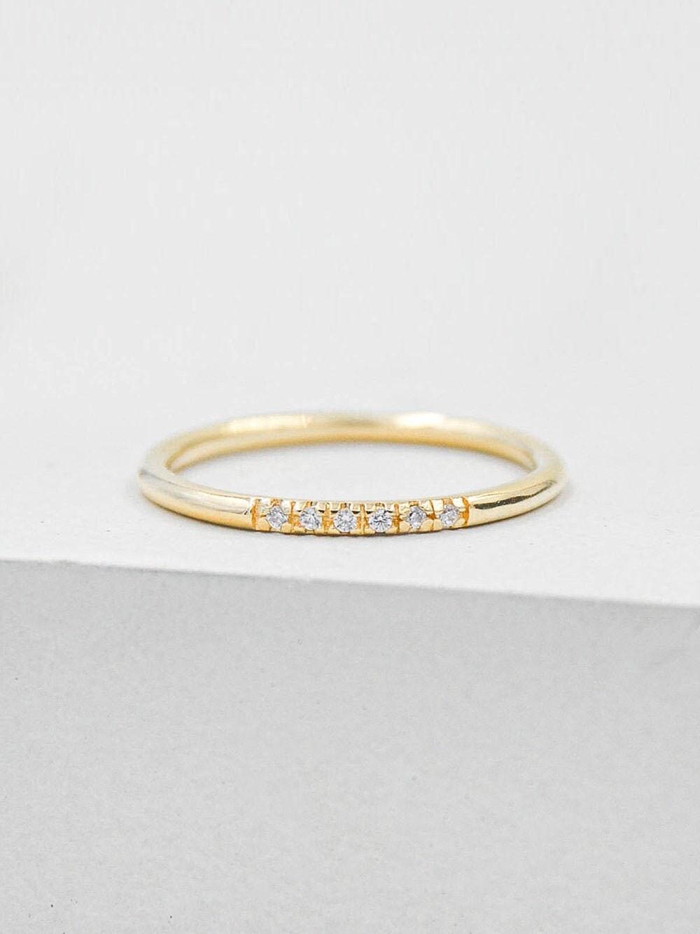 Petite Stacking Ring - Gold | Mini Eternity Band | Ring with 6 microp…
