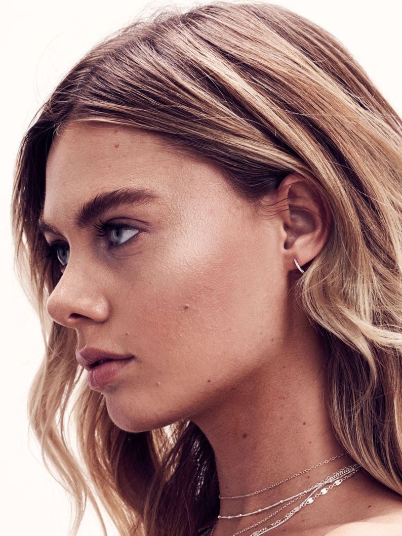 Plain No Stones Thin Mini Ear Huggie Hoop Earrings Different sizes available E3003S| E3004S SILVER- Plain cartilage hoops