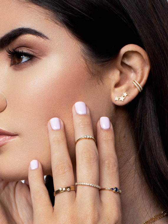 Gold star climber earrings deals