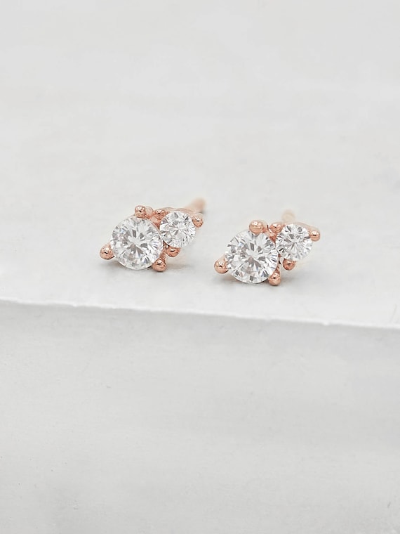gold stone stud earrings