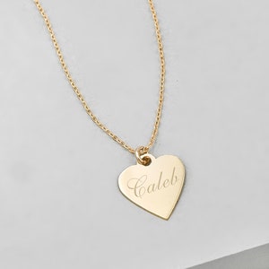 Custom Name Heart Necklace - Gold Filled | Customizable Heart Necklace | Personalized Heart Necklace | Engraved Heart | Gold Name Necklace