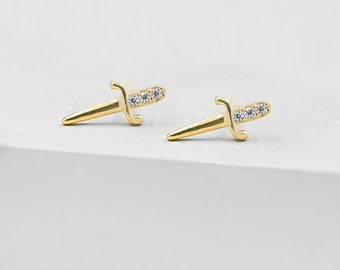 Dagger Studs - GOLD | Mini Dagger Studs | Dagger Earrings | Vermeil Studs | Sword Earrings | Sword Stud Earrings