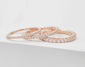 Alliance complète - OR ROSE - Différentes épaisseurs disponibles - Bague d'éternité, Bague de promesse, Alliance, Bague de fiançailles | R1040R