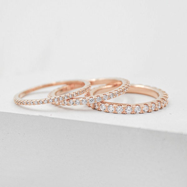 FULL Eternity Band - ROSE GOLD - Different thickness options available - Eternity Ring, Promise Ring, Wedding Ring, Engagement Ring | R1040R