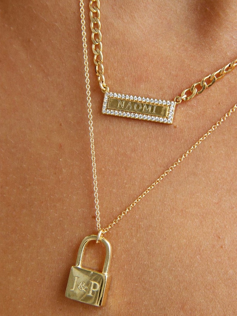 Personalized Padlock GOLD Padlock Charm Necklace Etsy