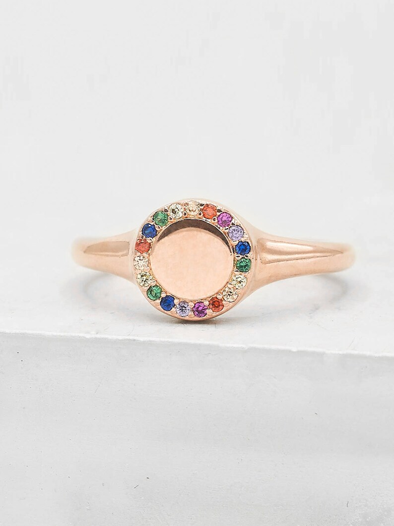 Rainbow Signet Ring-Champagne Radiance