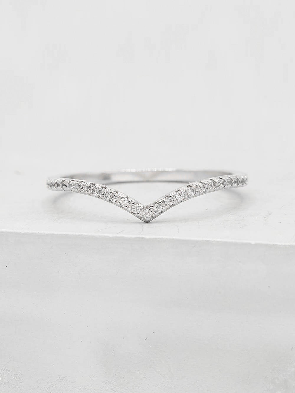 Thin 1.3mm V Chevron Ring - Silver | Promise Ring | Stacking V Ring |…