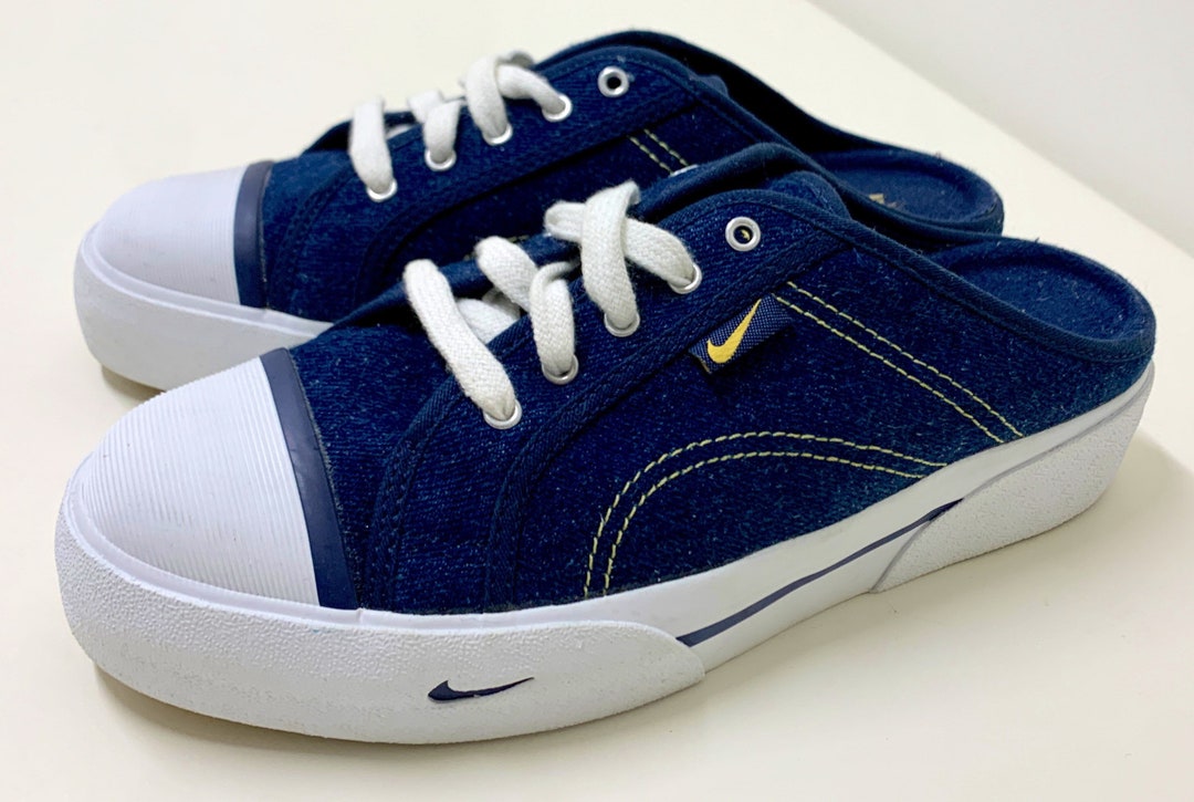 Womens 6 Vintage Y2K Brand New Unworn Old Stock Blue Denim Rubber Toe NIKE HERMOSA Slip on Lace up Clog Shoes Sneakers Rare Etsy