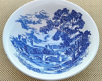 Discontinued Retired Mid Century Enoch Wedgwood Tunstall 1855 BLUE COUNTRYSIDE Transferware Staffordshire England 8.5" Vegetable Bowl