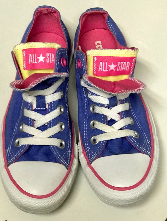 Rare Limited Edition Mens 5 Womens 7 Blue Pink Double Tongue Canvas Rubber  Toe CONVERSE CHUCK TAYLOR Low Top Classic Athleisure Shoes - Etsy