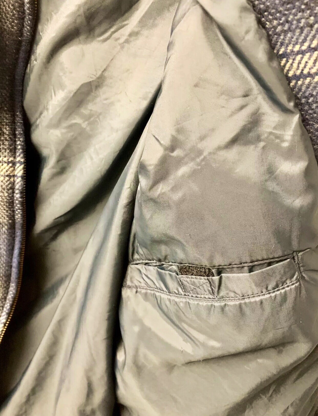高評価レビュー Men's Pocketed Button Zip Full Vintage XL Plaid Shadow Blue その他