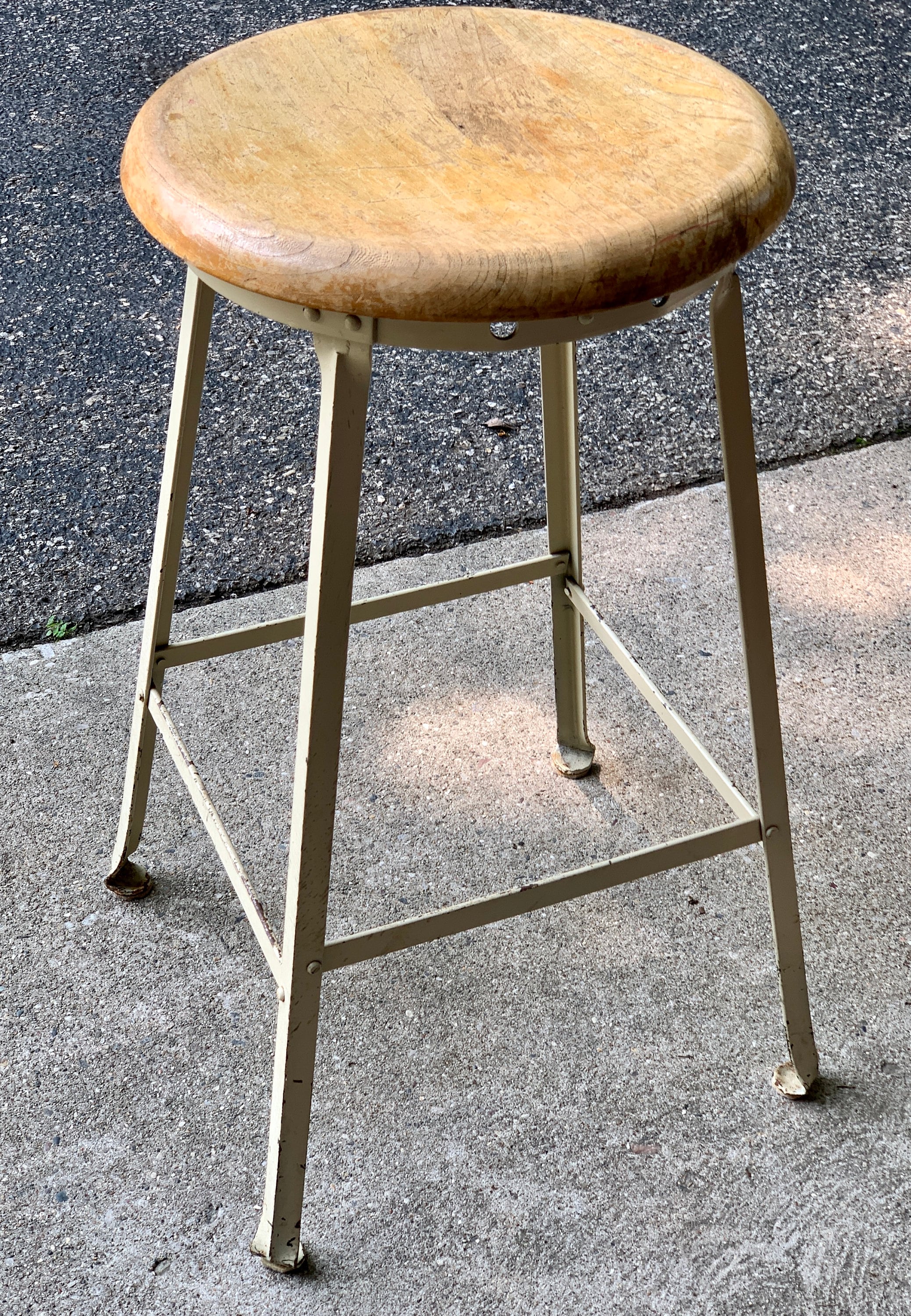 Vintage Early 20th Century Antique ANGLE STEEL STOOL Co Vintage Early 20th Century Antique ANGLE STEEL STOOL Co