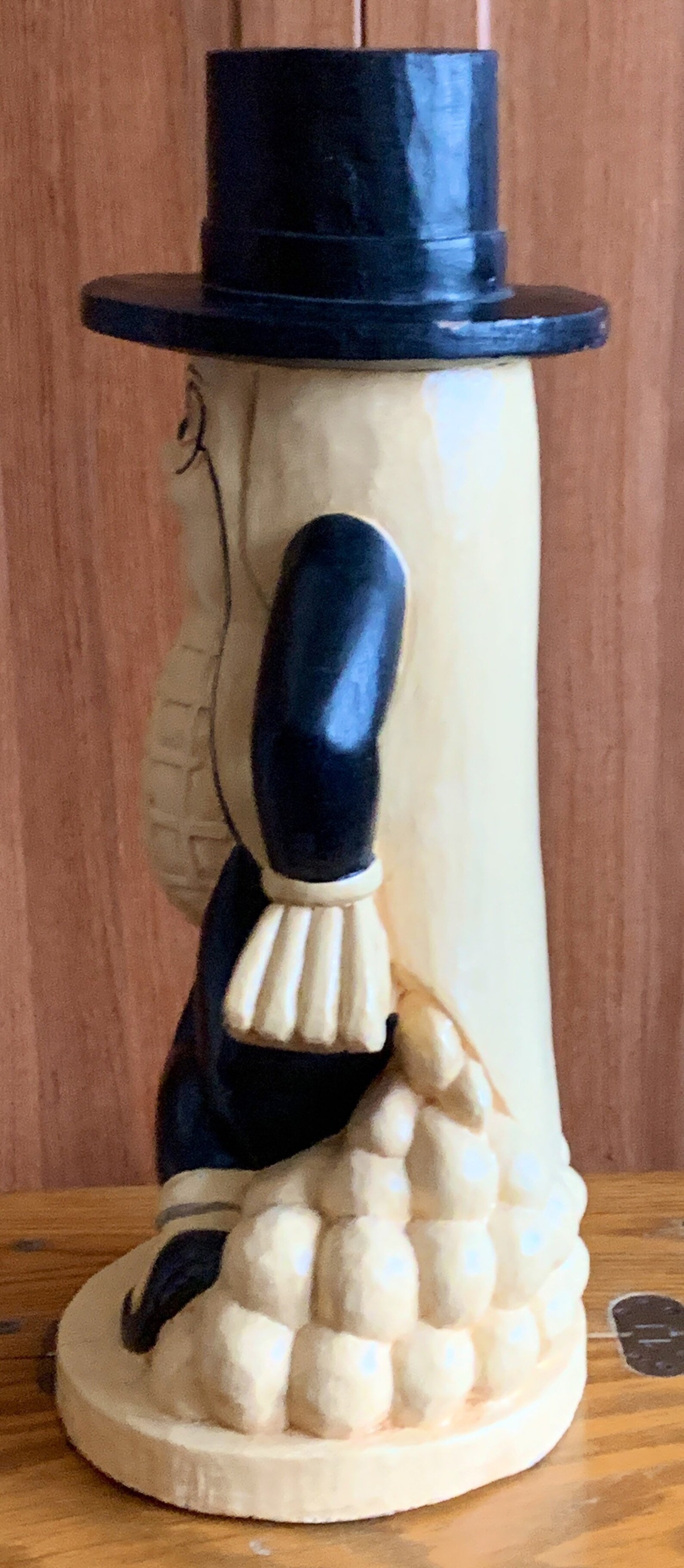 Antique Vintage Handcrafted Solid Wooden mr. Peanut Statue Wearing