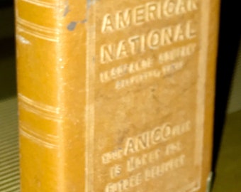 Vintage 1920s Antique Zell AMERICAN NATIONAL INSURANCE Co. Galveston TexasThrift Book Book Bank Coin Bank Money Saver