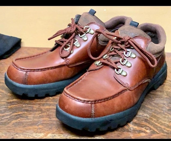 Men’s 9 Vintage Timberland Catalina Low/Mid Brown Leather Lug Sole Outdoorsman Woods Loafer Shoes