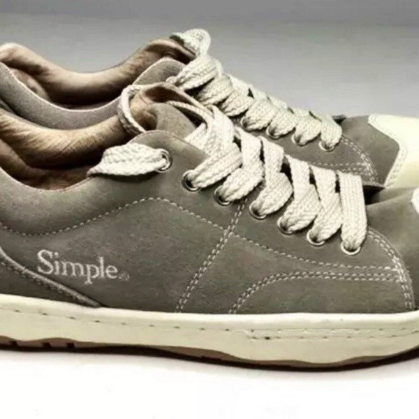 Vintage 1990s Style Men’s 9.5 Women’s 11  Retro ‘91  Grey Suede & White Leather Toe SIMPLE SHOES Casual Athletic Skateboarding Sneakers