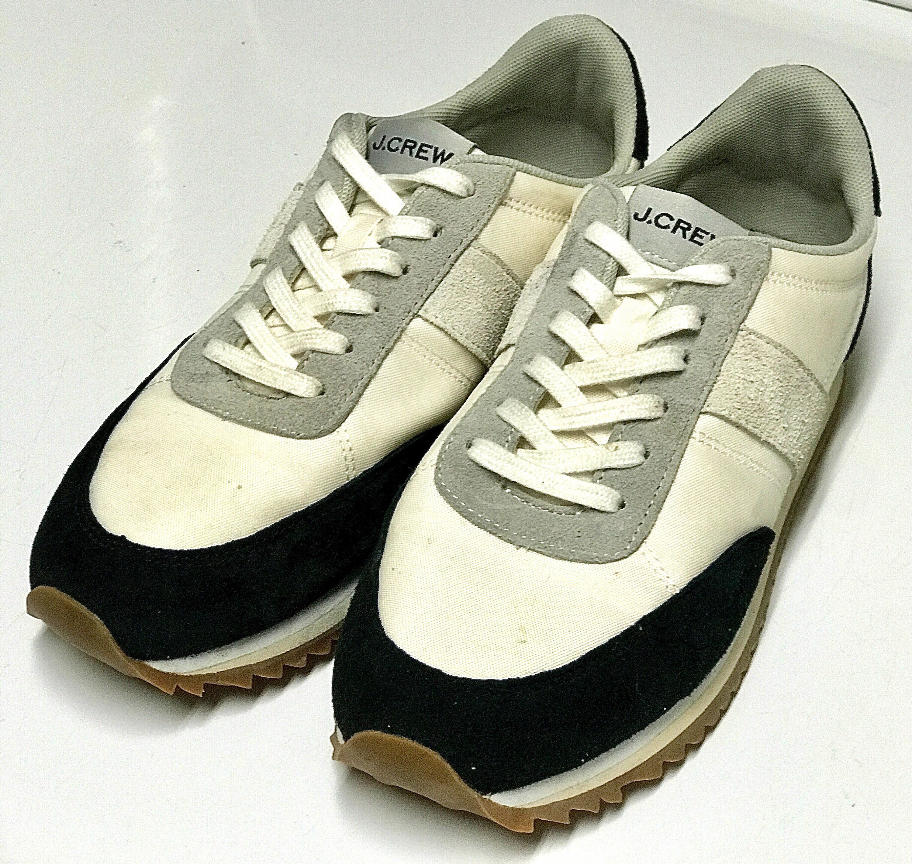 Women's 8 Black Grey White Suede Trim J. CREW 1970s 1980s Women's 8 Black Grey White Suede Trim J. CREW 1970s 1980s