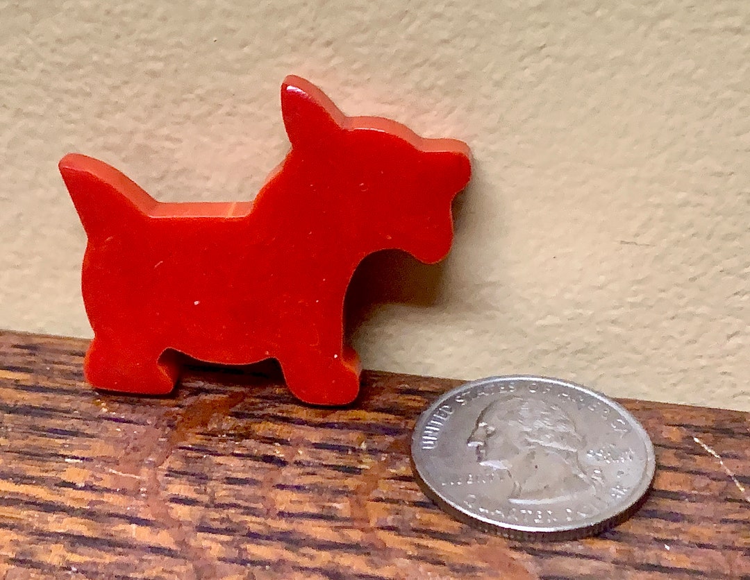 Early Mid Century Antique Cherry Red Bakelite Scotty Dog Pin Brooch Etsy Australia
