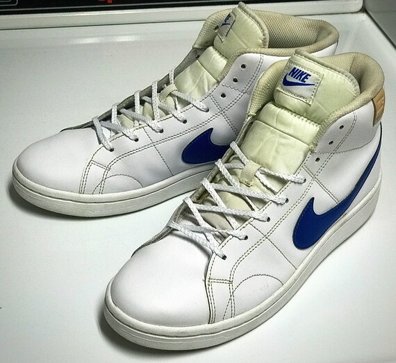 Heren 9.5 European 43 NIKE wit lederen blauw Swoosh lederen - Etsy België