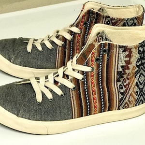 Herren 8 Damen 10 Euro 41 Unisex High Top Bunt Gemustert Textil Gummi Weltkartensohle INKKAS HANDMADE WORLDWEAR Schuh-Turnschuhe