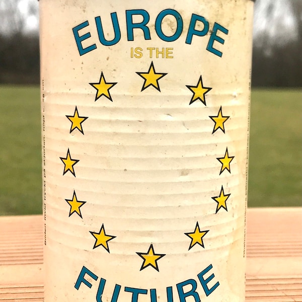 Vintage Early 1990s Antique “Europe Is The Future” T-Shirt in a Can Finland Italy EXTREMELY RARE Adult Unisex size XL