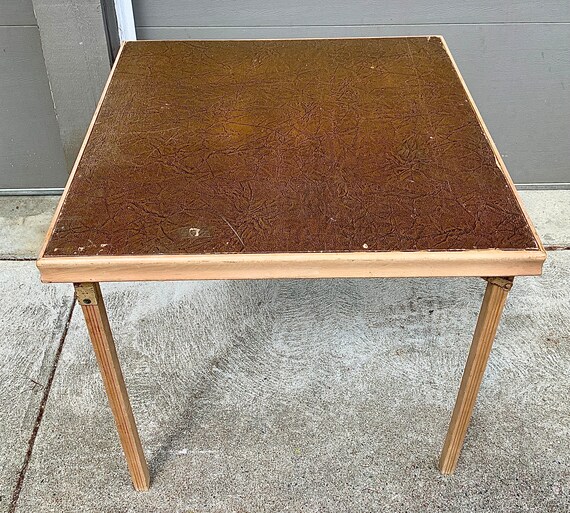 Mid Century Vintage Leg o matic Embellished Wooden Folding Card Table Etsy