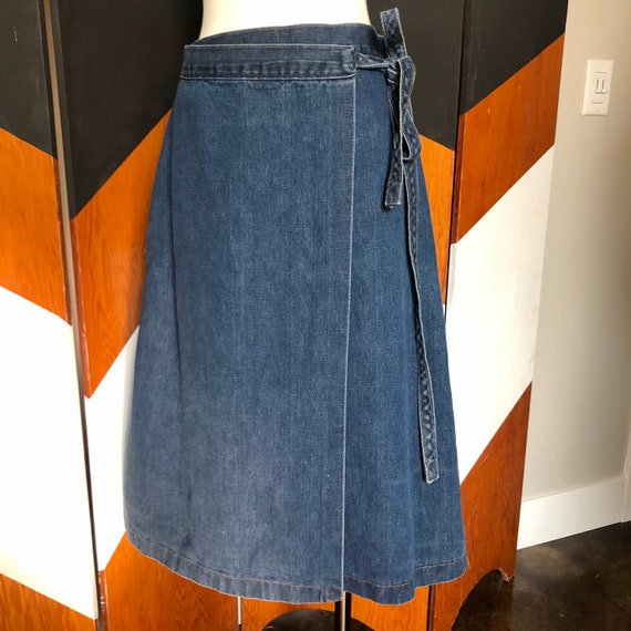 Vintage 1970s Wrangler Wrap Denim Skirt M/L