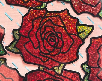 Rose 1 Glitter Sticker - Etsy