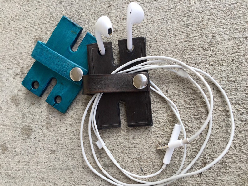 Leather earbud holders Etsy