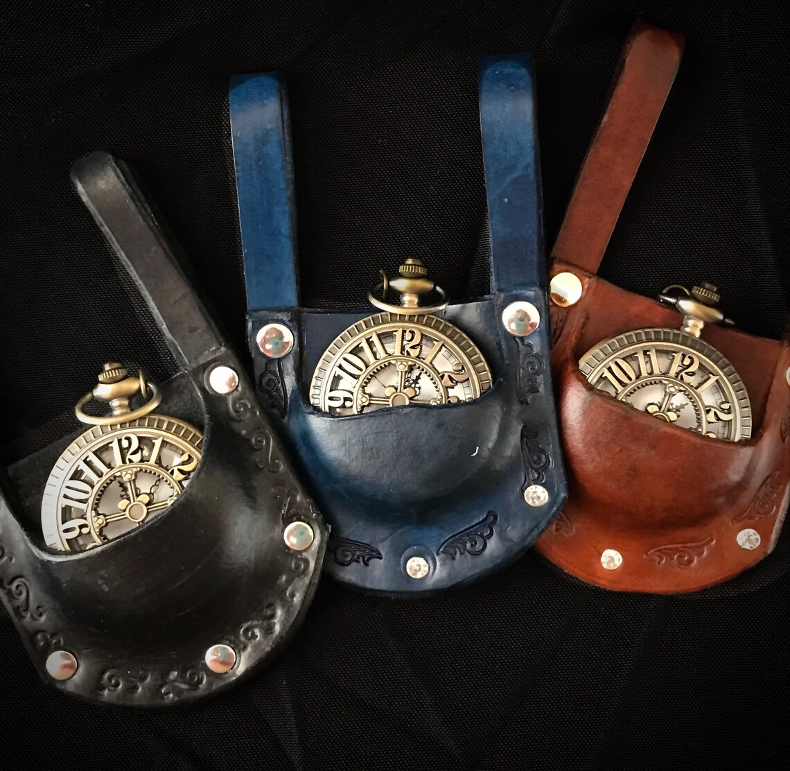Leather pocket watch holders Etsy