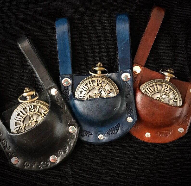 Leather pocket watch holders Etsy